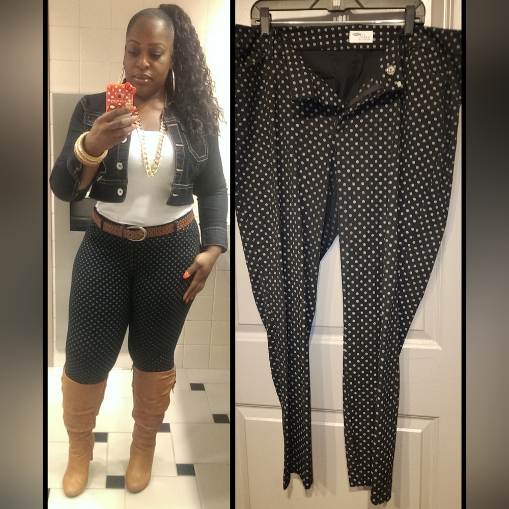 Old Navy Black Polka Dot Skinny Pants